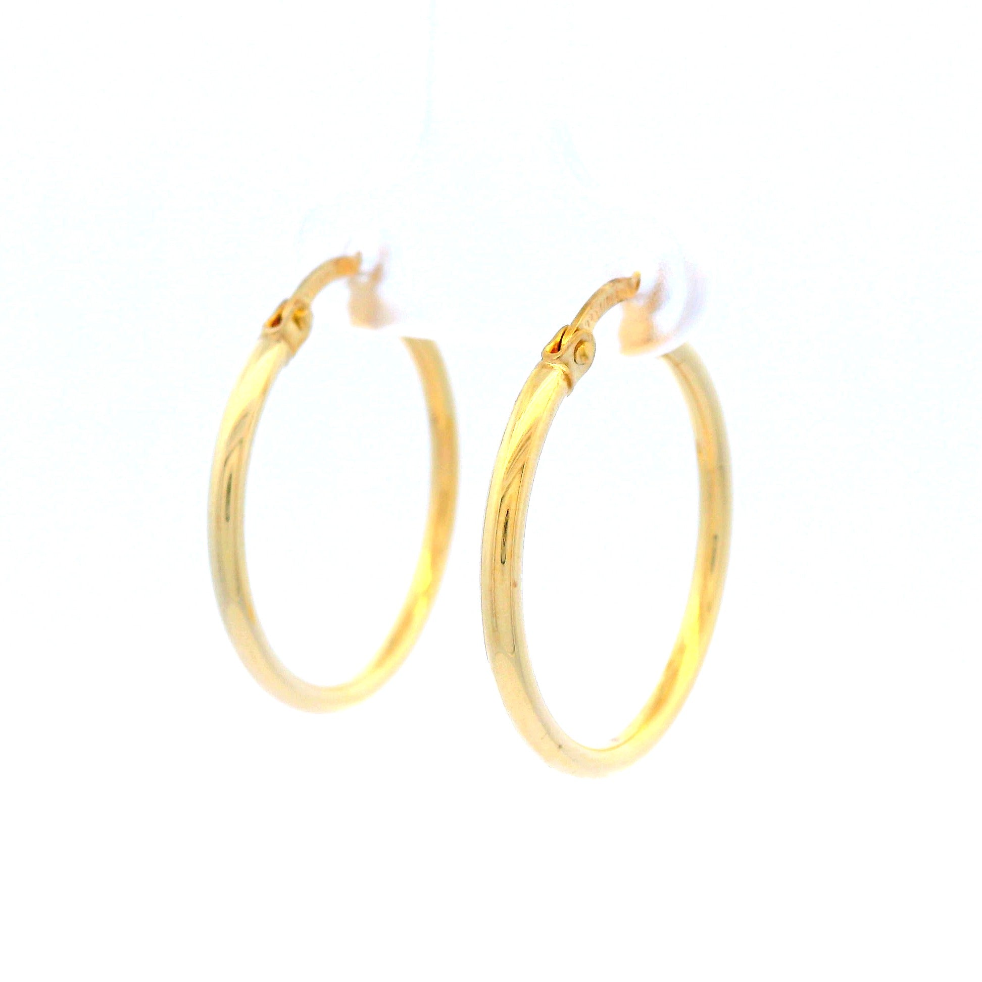 Plain Hoop Earring in 9 Carat Yellow Gold, Silver Filled