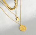 Layered Gold Star and Medallion Necklace – Trendy Chains for Modern Style - Begum