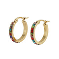 Rhinestone Gold Hoop Earrings – 18K Gold Plated with Multicoloured Sparkling Stones - Begum