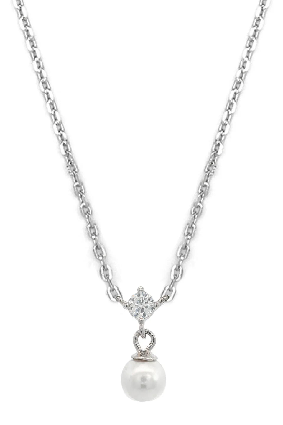 Georgini Adagio Touch Of Sparkle Pearl Necklace Silver