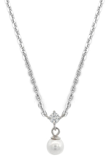 Georgini Adagio Touch Of Sparkle Pearl Necklace Silver