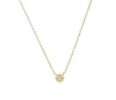 Gold Plated Necklace With Mini Circle Cubic Zirconia Star Pendant