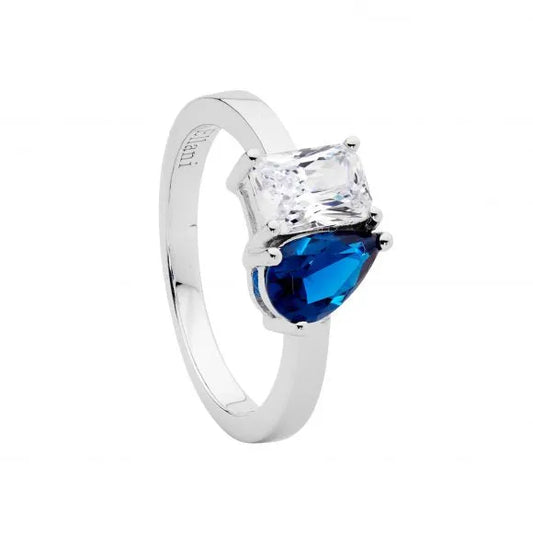 Ellani Emerald and Pear Cut CZ Ring