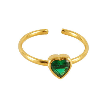 18K Gold-Plated Adjustable Heart Zircon Ring – A Perfect Romantic Gift - Begum