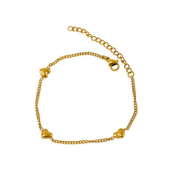 Classic Heart Charm Link Bracelet – Elegant Gold Chain - Begum