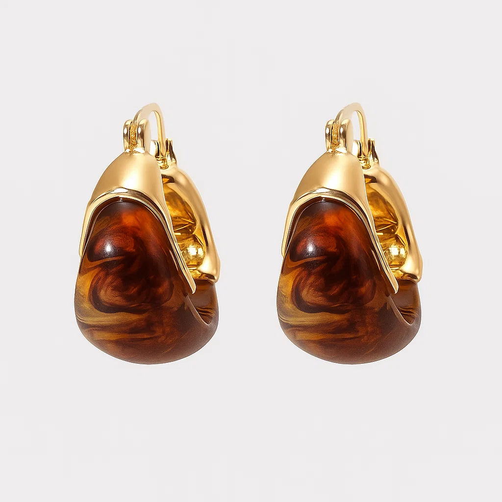 Resin & Agate Stone Hoop Earrings