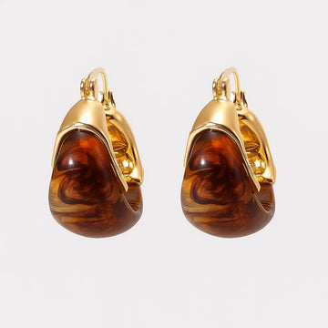 Resin & Agate Stone Hoop Earrings