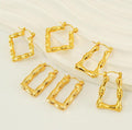 Gold-Plated Geometric Bamboo Hoop Earrings – Trendy Drop Earrings - Begum