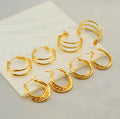 Gold-Plated Geometric Hoop Earrings – Trendy Stainless Steel Stud Earrings - Begum