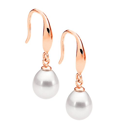 Rose Gold Plated Sterling Silver Freshwater Pearl Drop Earring