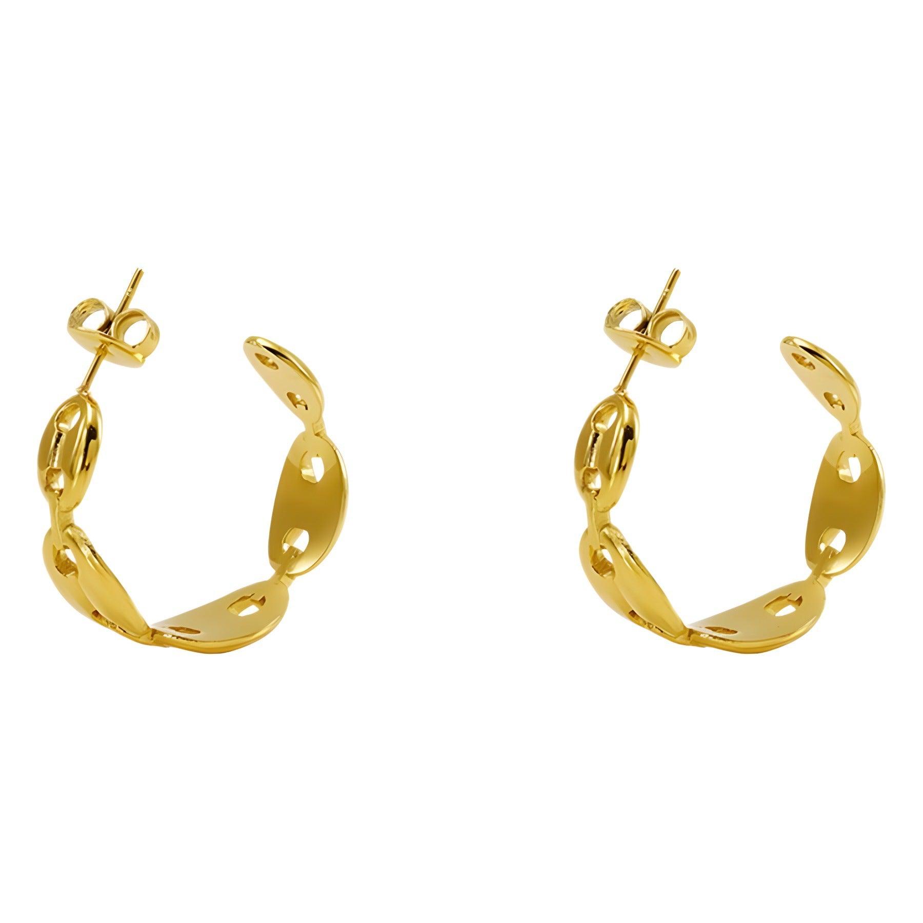 Elegant Gold Chain-Link Hoop Earrings – Trendy Fashion Statement - Begum