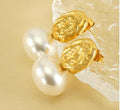 Gold-Plated Geometric Simulated Pearl Drop Earrings – Trendy Fashion Earrings - Begum