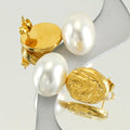 Gold-Plated Geometric Simulated Pearl Drop Earrings – Trendy Fashion Earrings - Begum