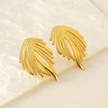 Gold-Plated Geometric Feather Stud Earrings – Bold Punk Style Earrings - Begum