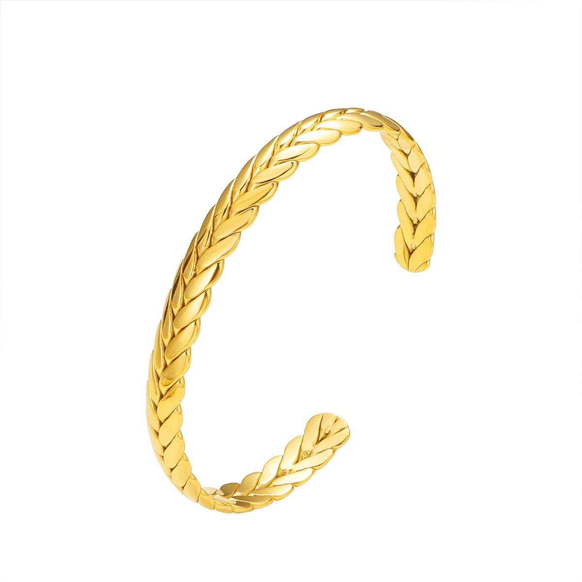 Vintage Braided Cuff Bracelet – Timeless Gold Design for Women - Begum