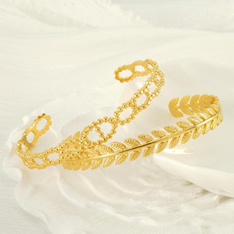 Gold Braided Cuff Bracelet - Adjustable Minimalist Fashion Accessory - Begum