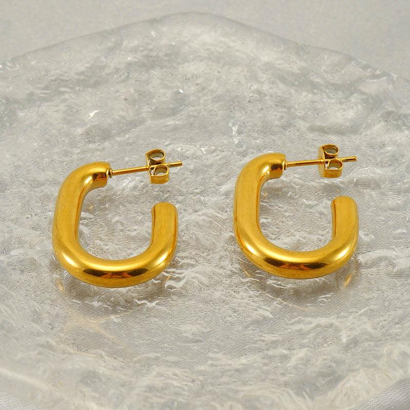 Modern Gold U-Shaped Hoop Earrings – Bold and Stylish for Everyday Wear - Begum