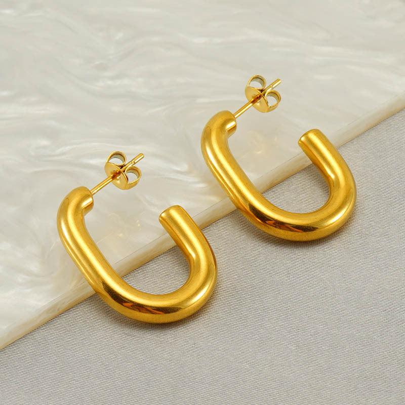 Modern Gold U-Shaped Hoop Earrings – Bold and Stylish for Everyday Wear - Begum