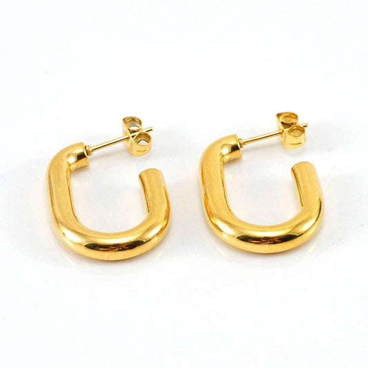 Modern Gold U-Shaped Hoop Earrings – Bold and Stylish for Everyday Wear - Begum