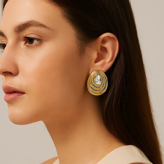 Crystal Swirl Round Stud Earrings