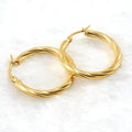 Twisted Gold Hoop Earrings – Elegant 18K Gold-Plated Fashion Accessory - Begum