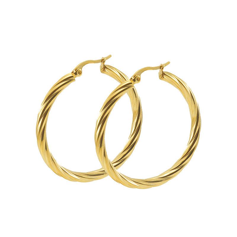 Twisted Gold Hoop Earrings – Elegant 18K Gold-Plated Fashion Accessory - Begum