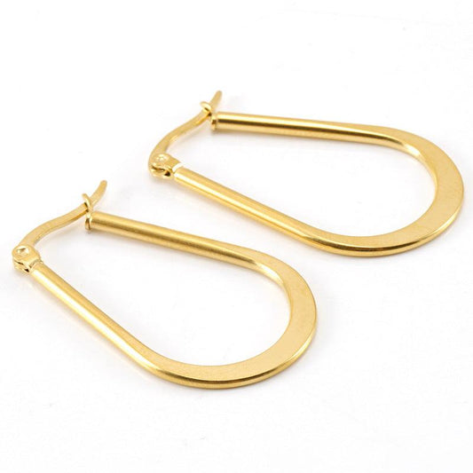 Geometric Teardrop Gold Hoop Earrings – Sleek Modern Design - Begum