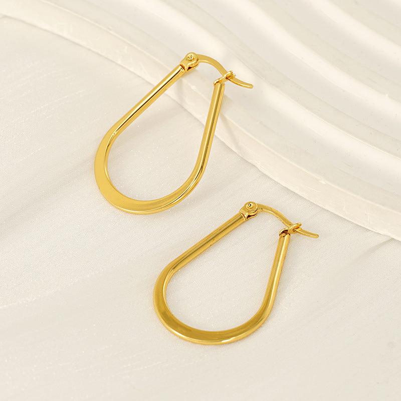 Geometric Teardrop Gold Hoop Earrings – Sleek Modern Design - Begum