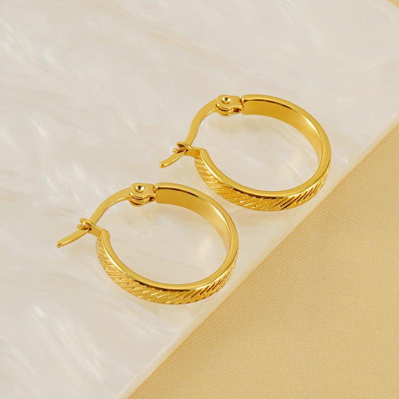 Elegant Gold-Plated Textured Hoop Earrings – Lightweight and Stylish - Begum