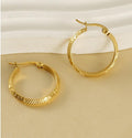 Gold-Plated Greek Pattern Hoop Earrings – Elegant and Durable - Begum