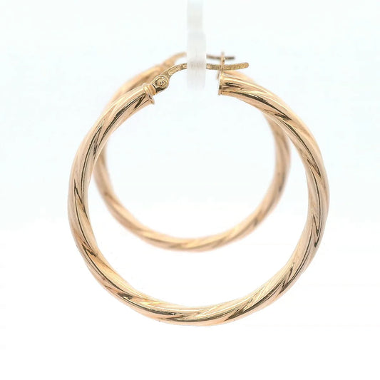 Italian Twist Hoop Earrings in Yellow Gold