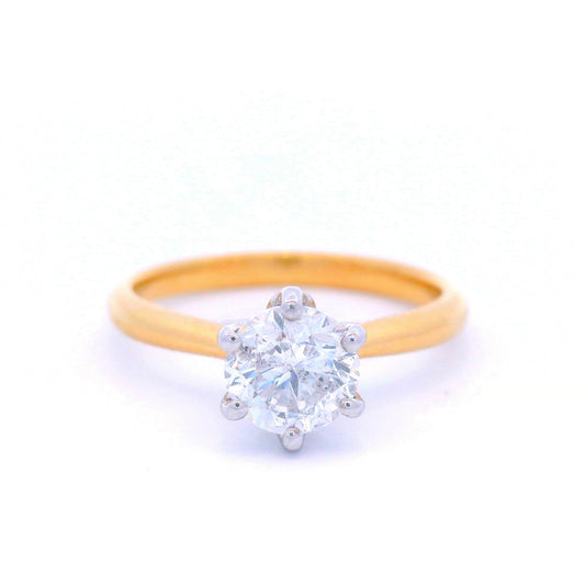 18ct Gold 1.00ct 6 Claw Solitaire Ring