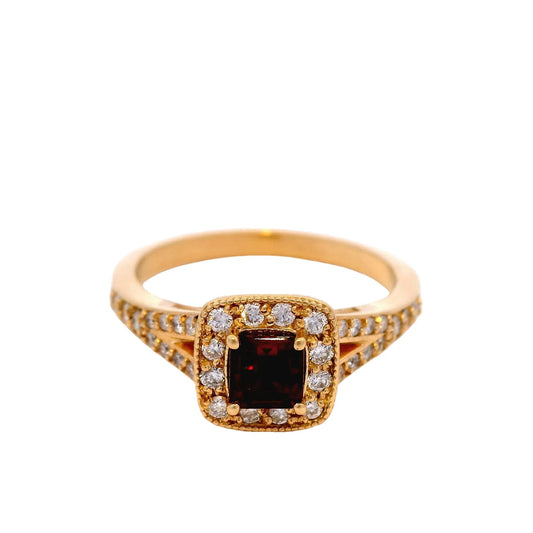 Ruby and Diamond Halo Set Ring