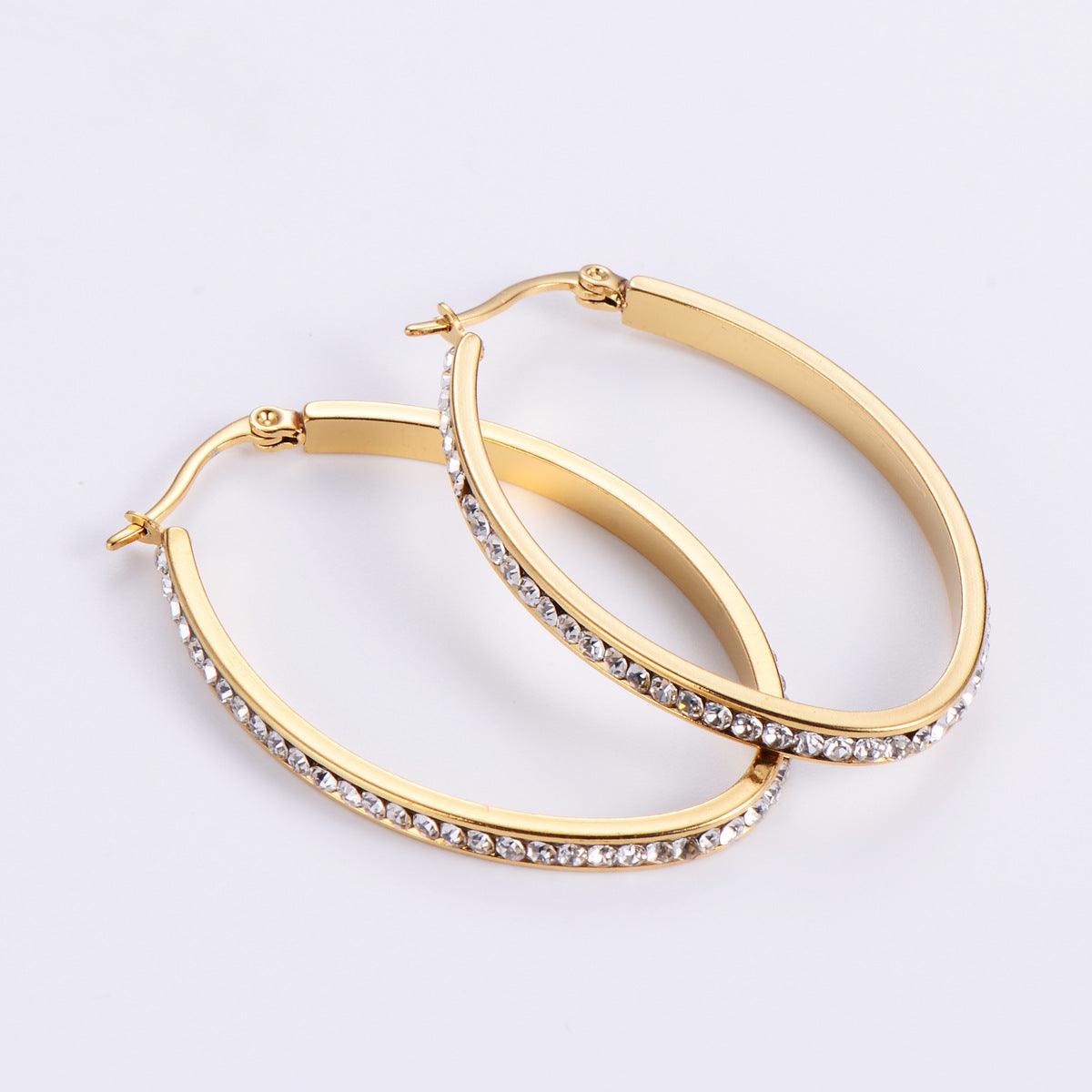 Stunning Gold Hoop Earrings with Rhinestone Detailing – Elegant Fashion Accessories - Begum