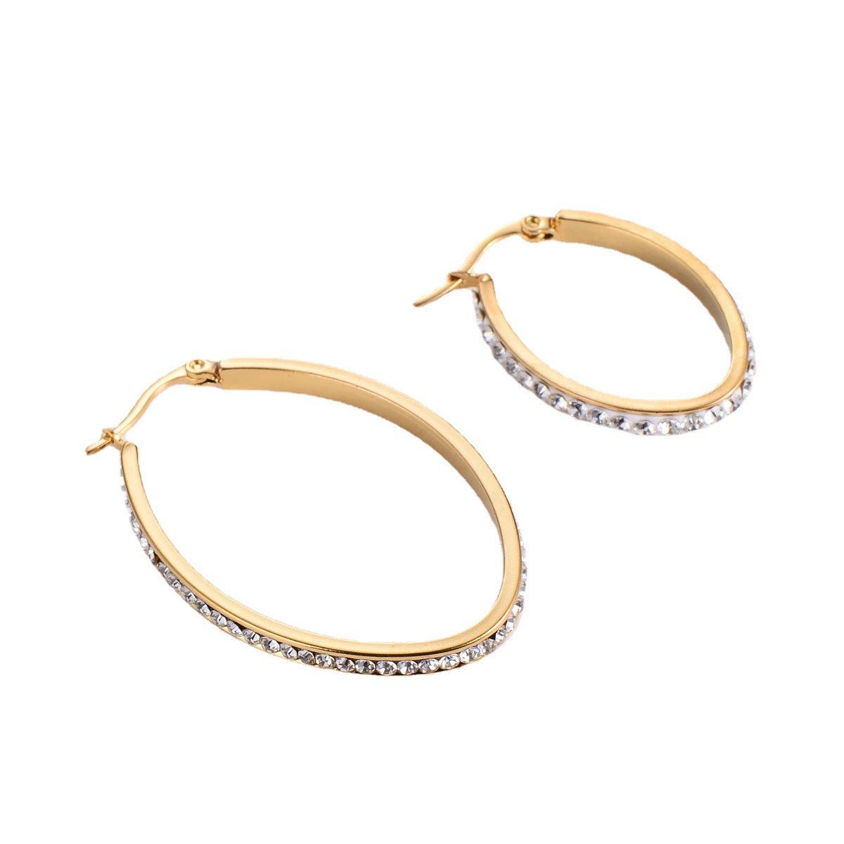 Stunning Gold Hoop Earrings with Rhinestone Detailing – Elegant Fashion Accessories - Begum