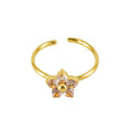 18K Gold-Plated Adjustable Flower Ring with Zircon Stones - Begum