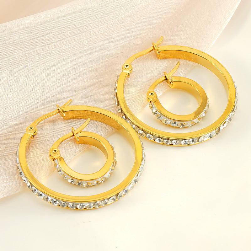 Stunning 18K Gold Plated Hoop Earrings with Zircon Embellishments - Begum