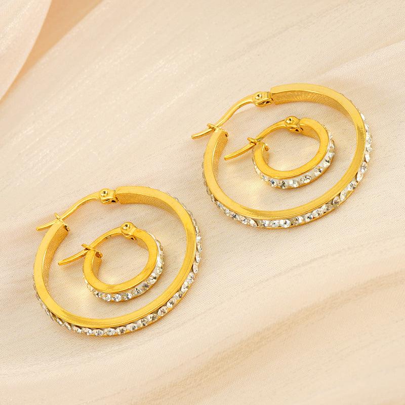 Stunning 18K Gold Plated Hoop Earrings with Zircon Embellishments - Begum