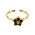 18K Gold-Plated Adjustable Flower Ring with Zircon Stones - Begum