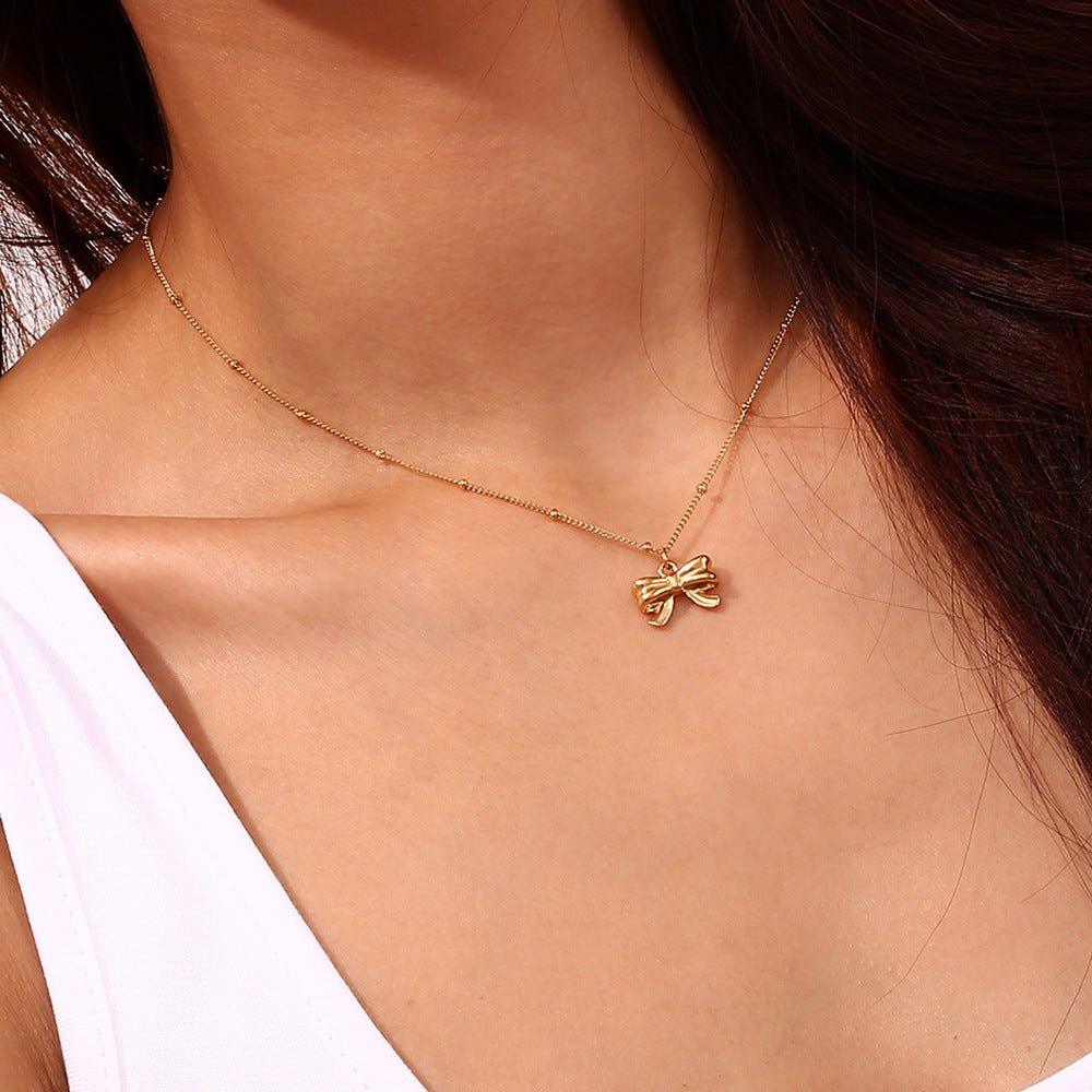 18k Gold Bow Necklace – Trendy Women’s Jewelry for Special Occasions - Begum