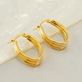 Triple-Band 18K Gold Plated Hoop Earrings – Bold and Stylish Design - Begum