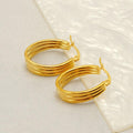 Triple-Band 18K Gold Plated Hoop Earrings – Bold and Stylish Design - Begum