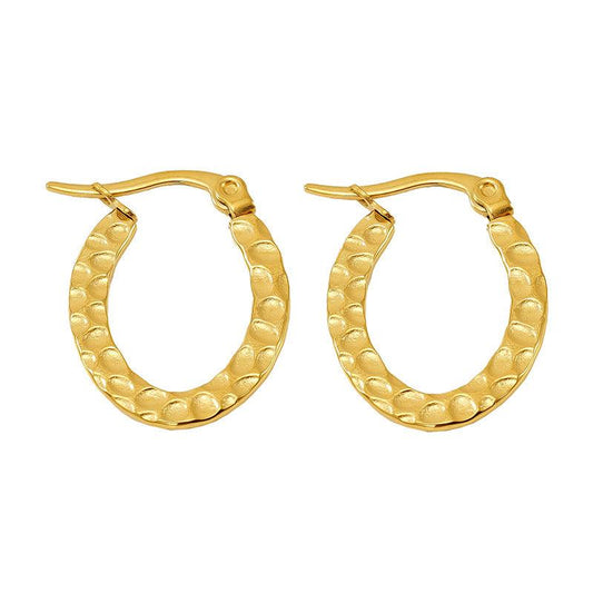 Textured Gold Hoop Earrings – 18K Gold Plated Stainless Steel - Begum