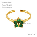 18K Gold-Plated Adjustable Flower Ring with Zircon Stones - Begum