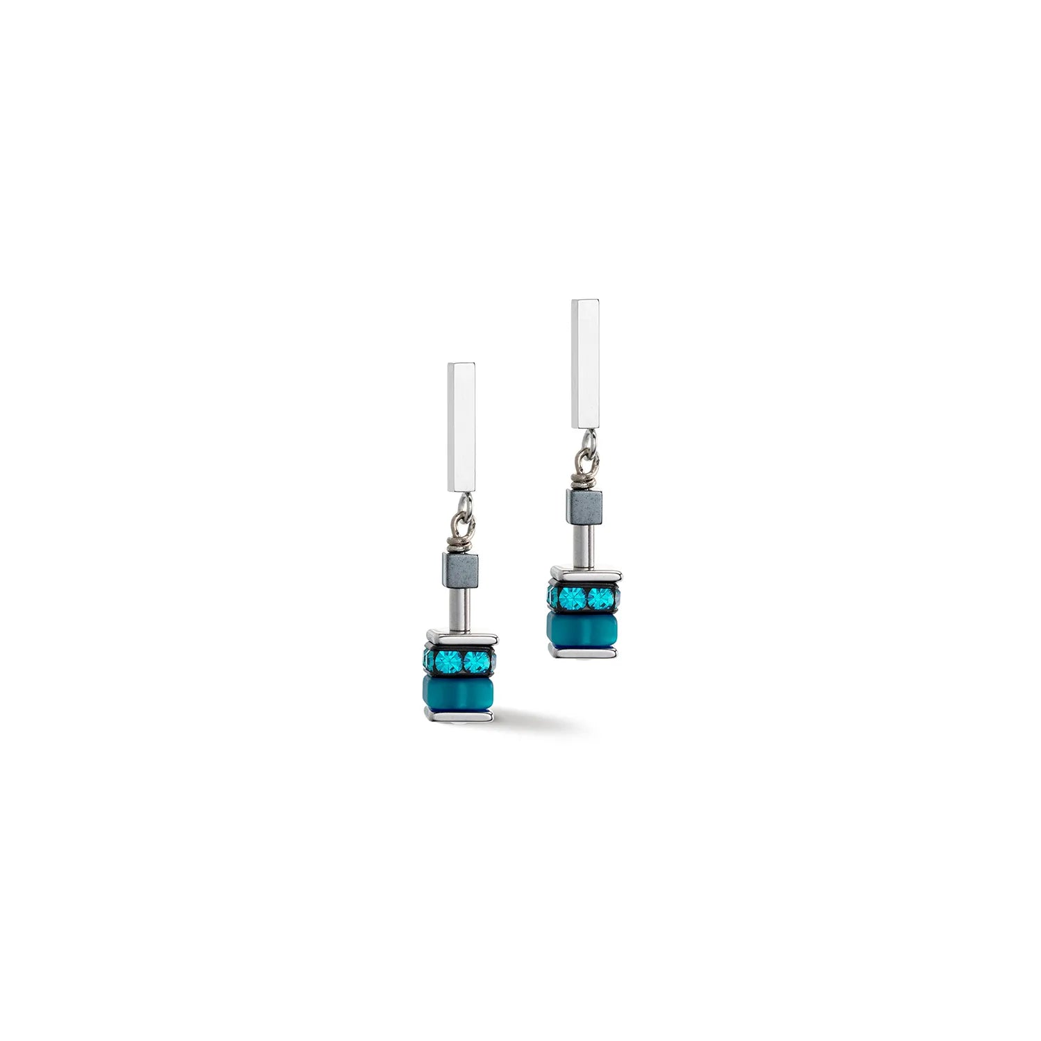 Geocube Fresh Turquoise & Stainless Steel Earrings
