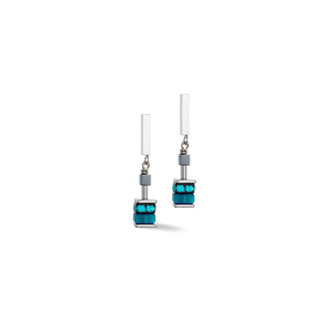 Geocube Fresh Turquoise & Stainless Steel Earrings