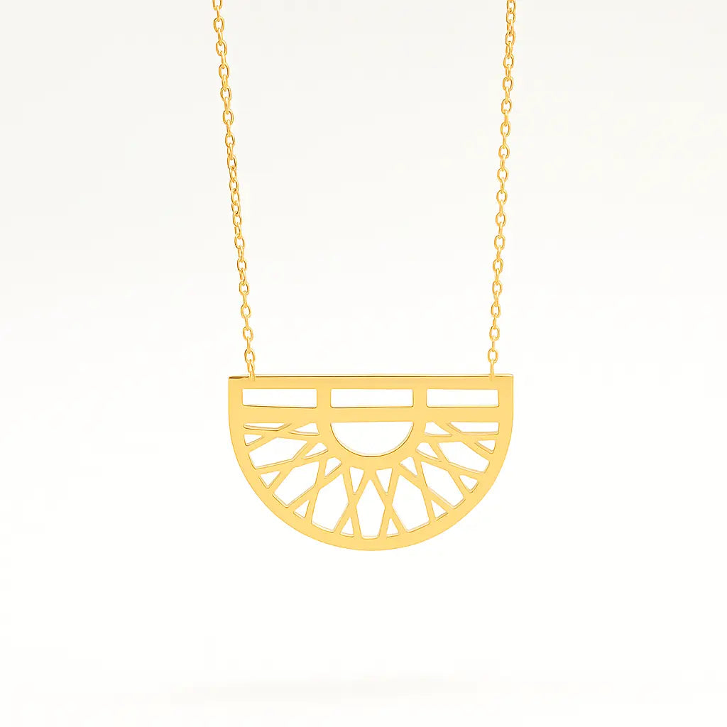 Geometric Sunrise Pendant Necklace