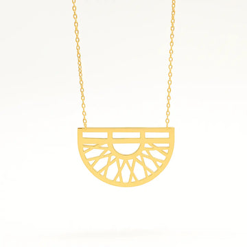 Geometric Sunrise Pendant Necklace