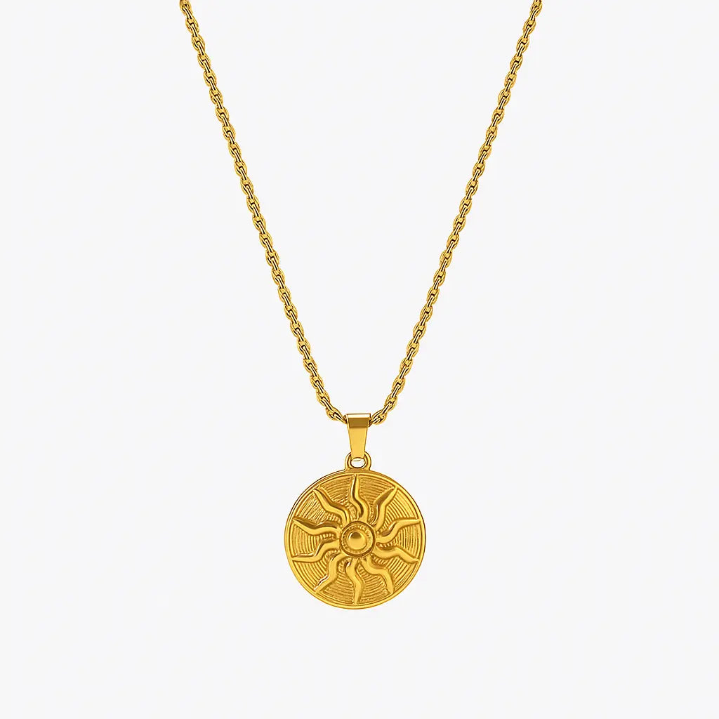 Engraved Round Pendant Necklace