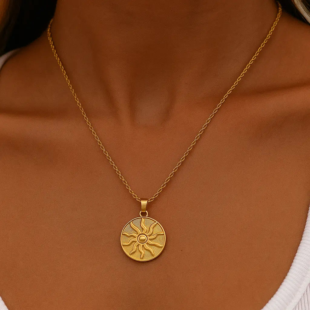 Engraved Round Pendant Necklace